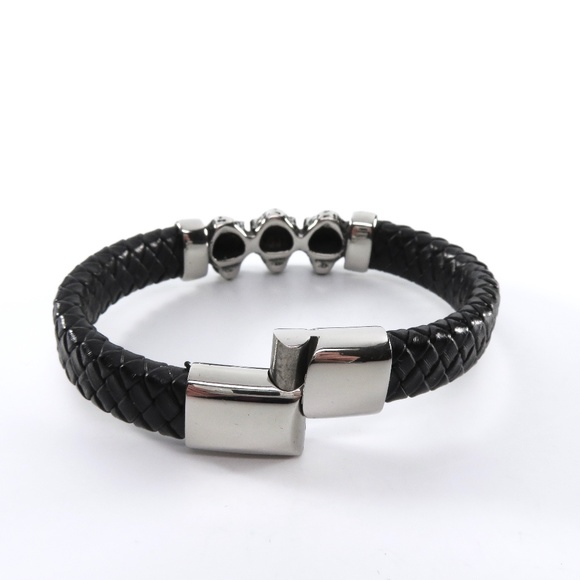 Braided Leather Bracelet, Cheetah Heads, Unisex - Picture 9 of 9